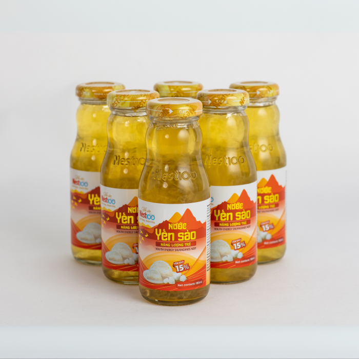 [Hộp 6 chai 185ml] - Nước yến sào Năng Lượng Trẻ 15% yến tươi cao cấp Nest100 - Aquapharm