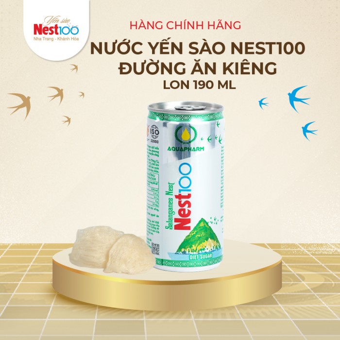 [Khay 30 lon] - Nước yến đường ăn kiêng Isomalt lon 190ml Nest100 - Phù hợp với người tiểu đường giảm cân