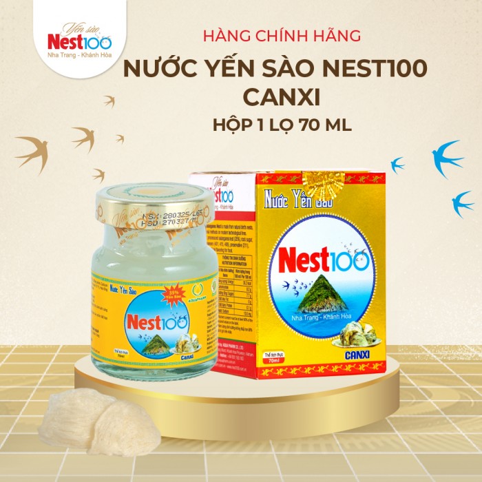 [Hộp 1 lọ 70ml] - Nest100 Yến chưng Calcium - Bổ sung canxi