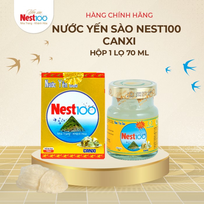 [Hộp 1 lọ 70ml] - Nest100 Yến chưng Calcium - Bổ sung canxi
