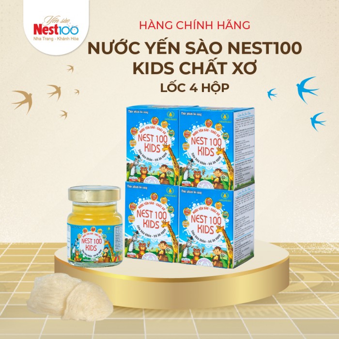 [Lốc 4 hủ 70ml]-Hủ yến sào Nest100 kids chất xơ-Giúp tiêu hóa khỏe
