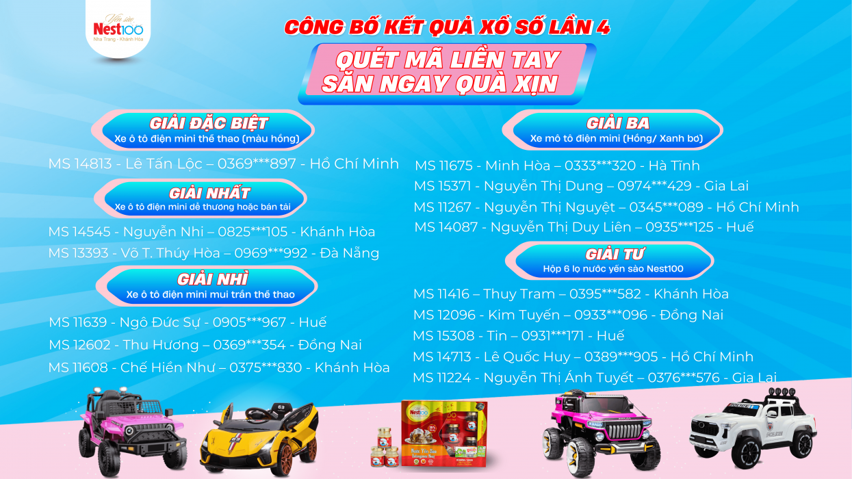 CÔNG BỐ KẾT QUẢ CHƯƠNG TRÌNH QUAY SỐ MAY MẮN LẦN 4 (20/10/2025) – QUÉT MÃ LIỀN TAY - SĂN NGAY QUÀ XỊN