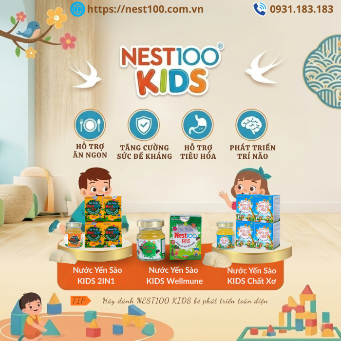 Bộ ba Yến Nest100 Kids cho trẻ