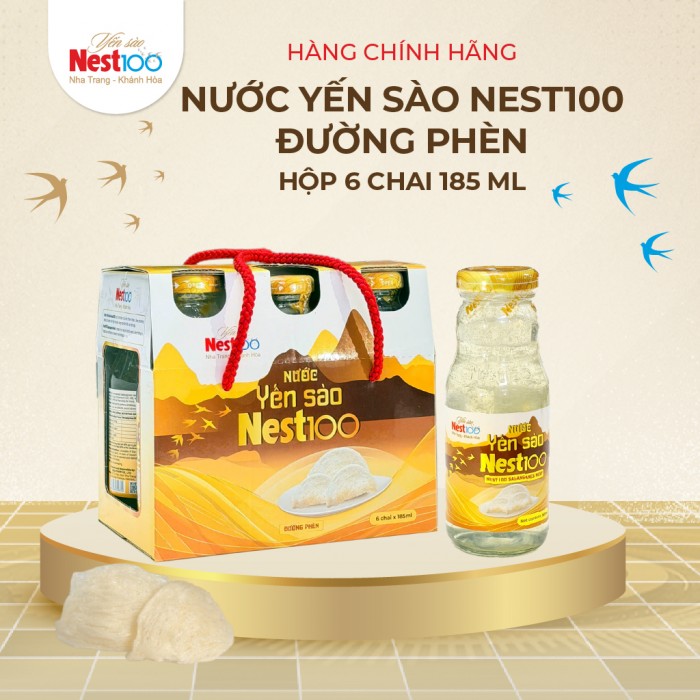 [Hộp 6 chai 185ml] - Yến Đường phèn