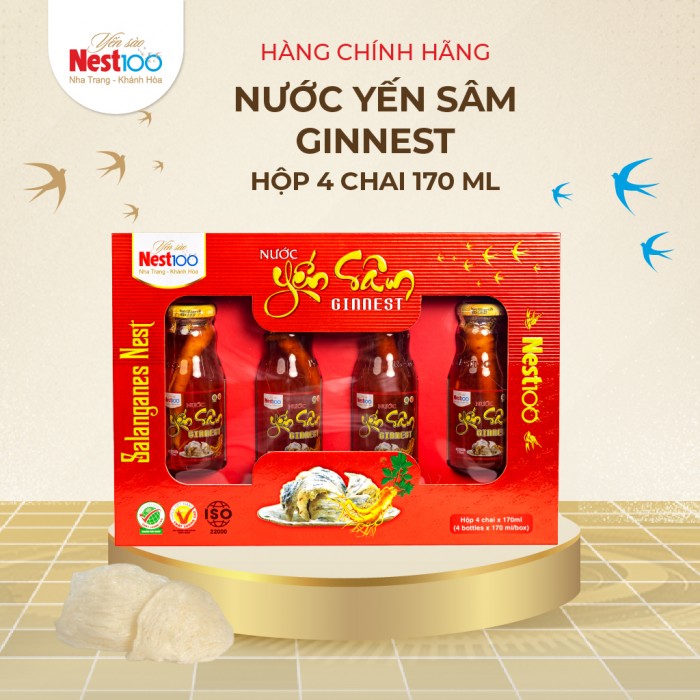 [Hộp 4 chai 170ml] - Nest100 yến sào chưng củ sâm tươi Hàn Quốc