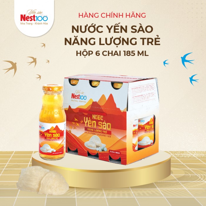 [Hộp 6 chai 185ml] - Nước yến sào Năng Lượng Trẻ Nest100 - Tăng cường trí nhớ