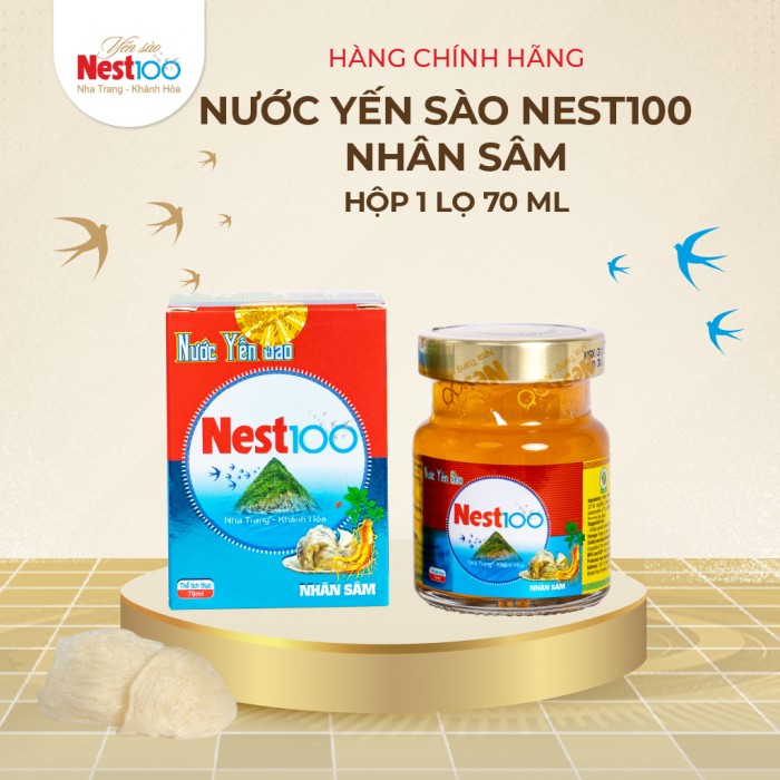 [Hộp 1 lọ 70ml] Nest100 yến chưng nhân sâm đường phèn